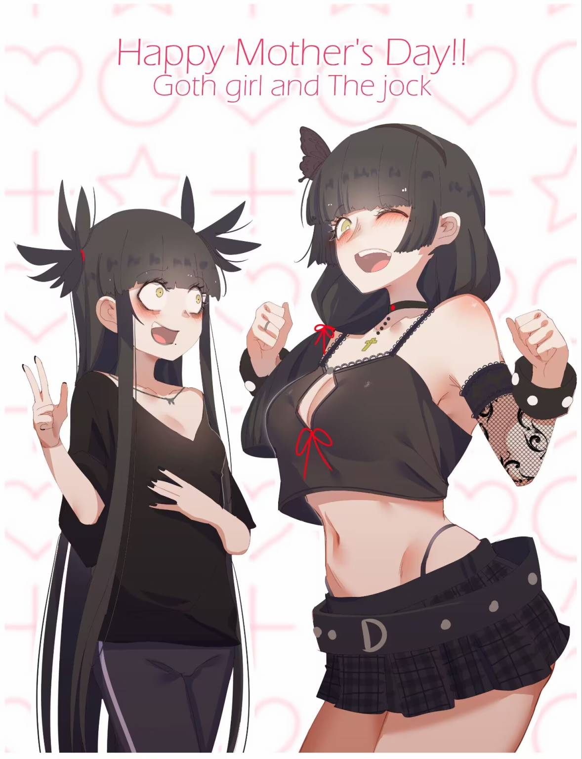 哥特女孩与球员男孩配音漫画,母亲节贺图1图